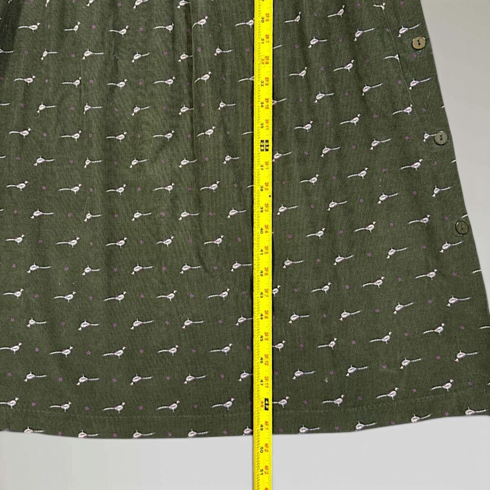 Vintage American Eagle Dress Green Pheasants 70s 80s Boho Cottage Size Med - Picture 5 of 6